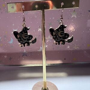 Black and Gold Cat Earrings
